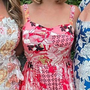 Dahlia Macphee Floral Pleated Midi Dress Medium